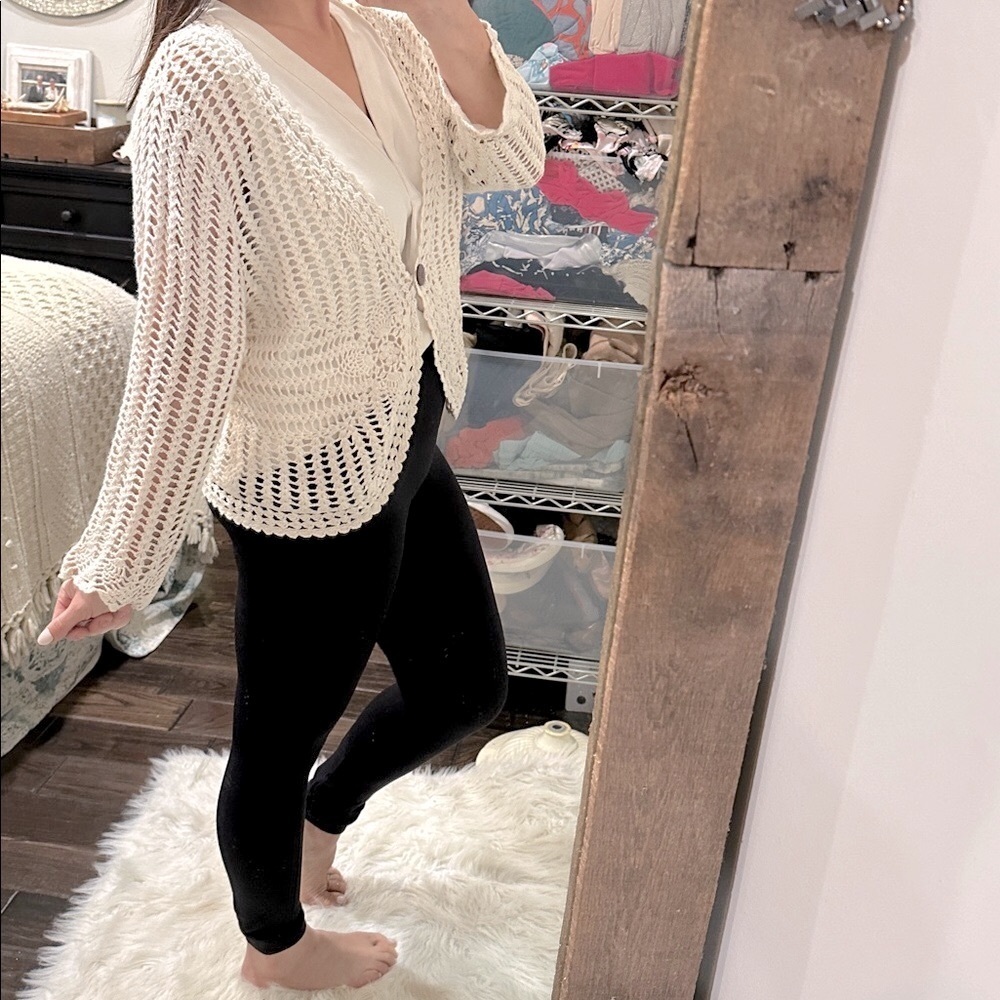 Cream Knit Women's Sweater boho cardigan